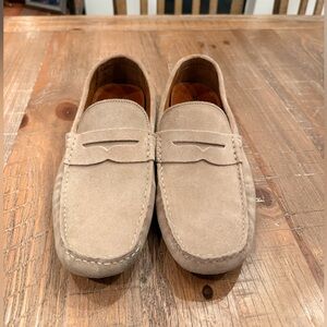 Dune London Suede Penny Loafers in Light Taupe